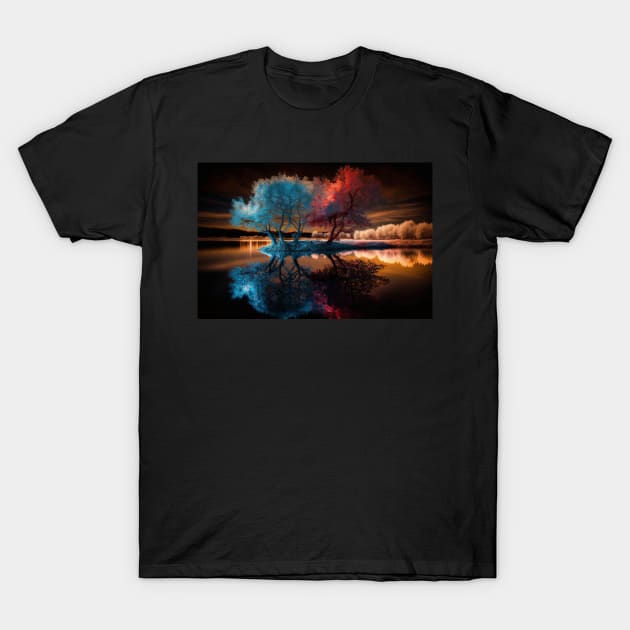 Vivid Colored Landscape of Trees and a Lake T-Shirt by Jades-Corner